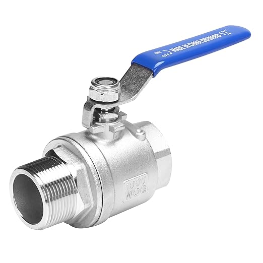 DERNORD 2 Pack Full Port Ball Valve 1-1/4 Inch - Male x Female Stainless Steel 304 Heavy Duty for Water, Oil, and Gas, 1000WOG
