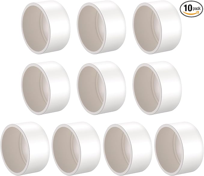 1-1/4" PVC Pipe End Cap (Fits 1.66" OD), 10 Pack Heavy Duty Slip-On Cap Fitting for Schedule 40 Pipe