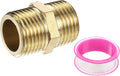 PATIKIL Brass Pipe Fitting, 1/2" BSP Male x 1/2" BS Male Thread Connector Brass Hex Nipple Pipe Fitting Adapter for Gas Water Refrigeration System Conversion
