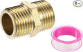 PATIKIL Brass Pipe Fitting, 2Pcs 1/2" BSP Male x 1/2" BSP Male Thread Connector Brass Hex Nipple Pipe Fitting Adapter for Gas Water Refrigeration System Conversion
