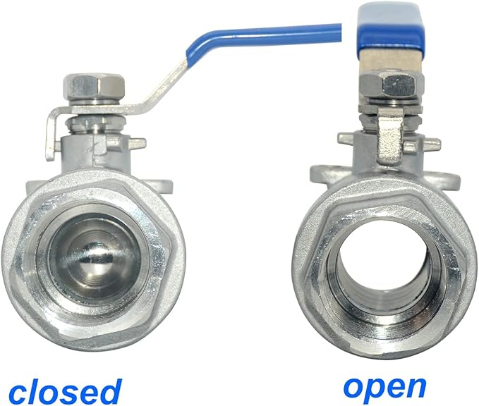 316 Stainless Steel 1/8"~3" Full Port Ball Valve with Blue Vinyl Handle, NPT Female x Female Thread,1000 WOG (1")