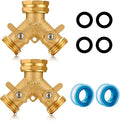 Garden Hose Splitter,2 Way Connector Heavy Duty Brass, Garden Faucet,Splitter for Outdoor Faucet, Hose y Splitter, Hose Bib Splitter, Adapter with Comfortable Grip Shut Off Valves 2Pcs
