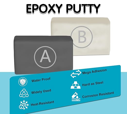 Epoxy Putty, 12oz/340g Fast Repair Plumbers Putty, High Strength AB Epoxy Puttys Fix Leaks, Cracks and Fill Holes, 2 Part Sculpt Clay for Bonding Metal, Wood, Tile, Ceramics (Grey)