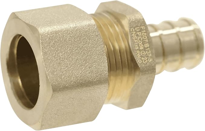 10 PIECES XFITTING 1/2" PEX X 5/8" OD COMPRESSION STRAIGHT ADAPTER, BRASS NSF, PEX B