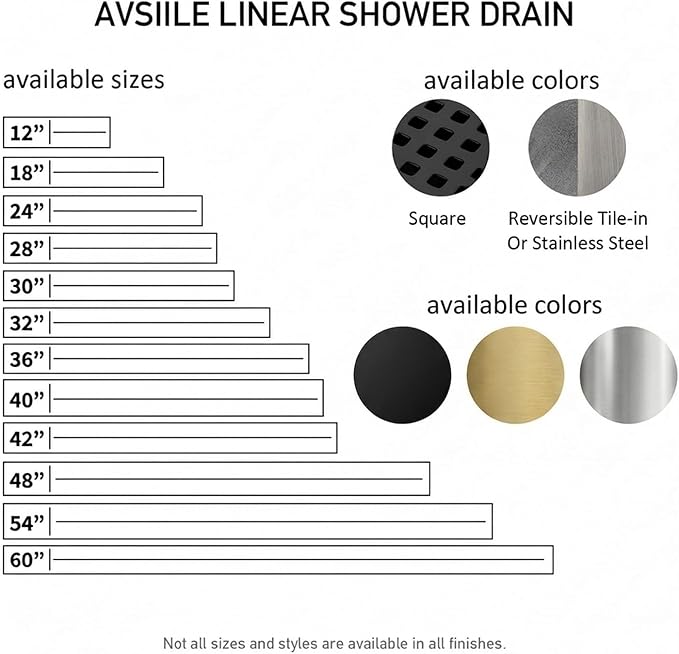 Linear Shower Floor Drain, Brushed Gold 42 Inch 304 Stainless Steel Bathroom Drains Kit, Long Rectangular Shower Trench Drain with Square Pattern Drain Cover & Hair Catcher