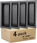4 Pack 4x10 inch Floor Register, Heavy Duty Steel Floor Vent Covers, Modern Drop-in Floor Register for Tile, Wood and Other Flooring Inserts, Black