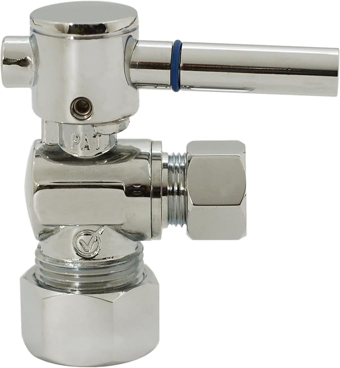Westbrass R105BL-2-05 1/4-Turn Lever Handle Angle Stop Shut Off Valve, 5/8" OD x 3/8" OD, Polished Nickel (2-Pack)