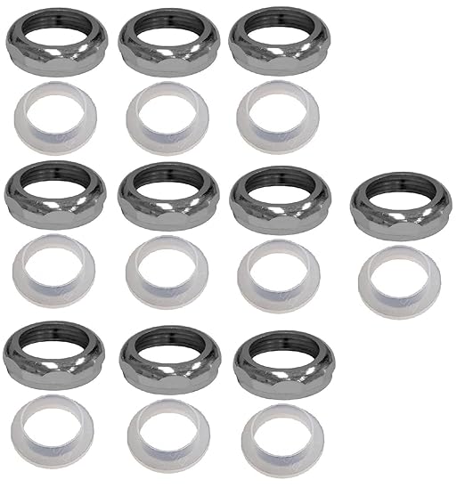 EZ-Fluid 1-1/4" Universal Slip Joint Nut and Tailpiece Poly Washer Gasket,Chrome for Under Sink Lavatory Kitchen Sink Tubular (10)