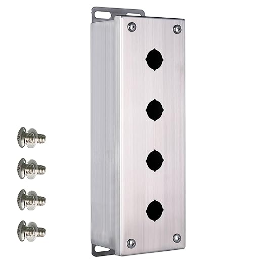 MJBOX 304 Stainless Steel 11 x4 x3'' Push Button Box, IP66 Dustproof Outdoor Indoor Electrical Enclosure with Mounting Plate(Four Hole)