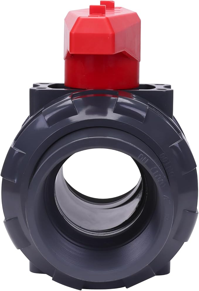 DERNORD PVC True Union Ball Valve NPT Threaded with Full Port, EPDM O-Rings, and Reversible PTFE Seats, Rated at 200 PSI (4 Inch NPT Threaded)
