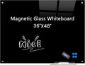 Magnetic Glass Dry Erase Board White Board Wall Mounted Whiteboard, Large Frameless White Board (Glassboard Black, 48" W x 36" H)