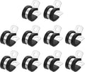 uxcell 1/2"(14mm) Cable Clamp, 304 Stainless Steel Rubber Cushioned Insulated Clamp R Shape Metal Clamp Tube Holder for Pipe Hose Wire Cord Installation 10Pcs