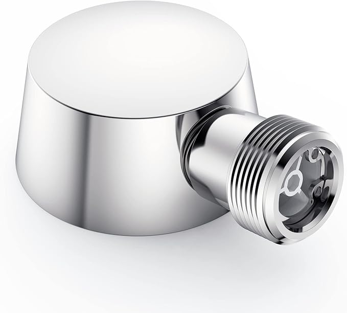 Solid Brass Round Wall Supply Elbow, Check Valve Included - Polished Chrome