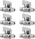 6 Pack Premium Brass 1/4" Compression x 1/4" Compression Angle Valve Quarter Turn Water Straight Angle Valve