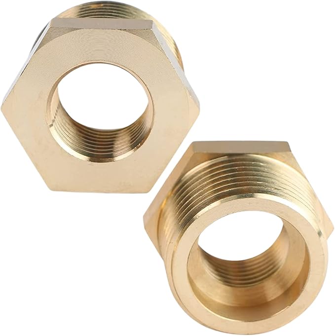 2pcs 1" NPT Male x 1/2" NPT Female Brass Reducer Hex Bushing Threaded Fitting Adapter by CX WONDERLAND