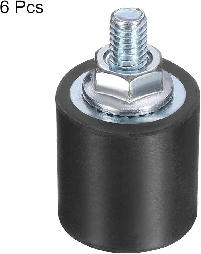 uxcell 6pcs M4x10mm Rubber Isolator Mounts with Studs 15x15mm Male Female Vibration Shock Absorber Zinc Plated Cylindrical Thread Mounts Anti Vibration Isolators with 6pcs M4 Lock Nuts