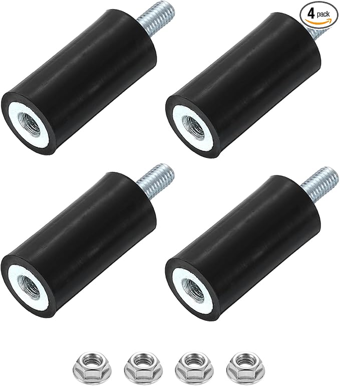 uxcell M5 Rubber Mounts, 4Pcs 15x30mm(DxH) Rubber Cylindrical Anti Vibration Isolator Shock Absorber with Lock Nuts for Car Bobbin Generator Air Compressors