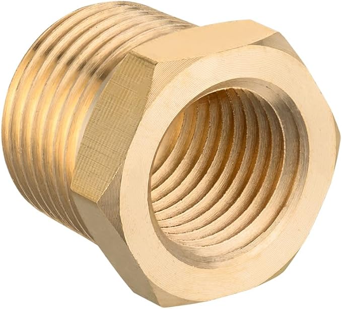 (Pack of 10) EFIELD Brass Reducer Hex Bushing 3/8"MNPT X1/4" Female NPT Threaded Pipe Adapter Fittings,(NPT025)