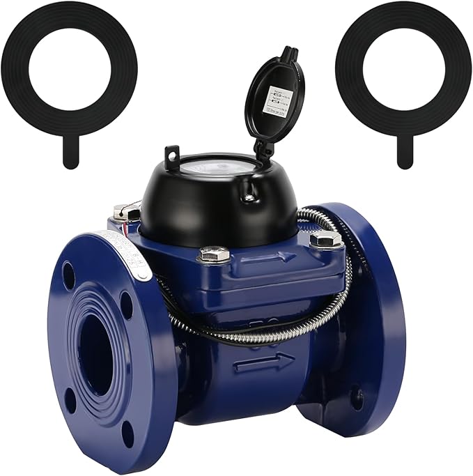 Watflow 2.5" WoltmannHelix Water Meter,Detachable Water Meter,Pulse Output, Epoxy-Coated Cast Iron,Resistant Seals（Cubic,Non-Potable Use）
