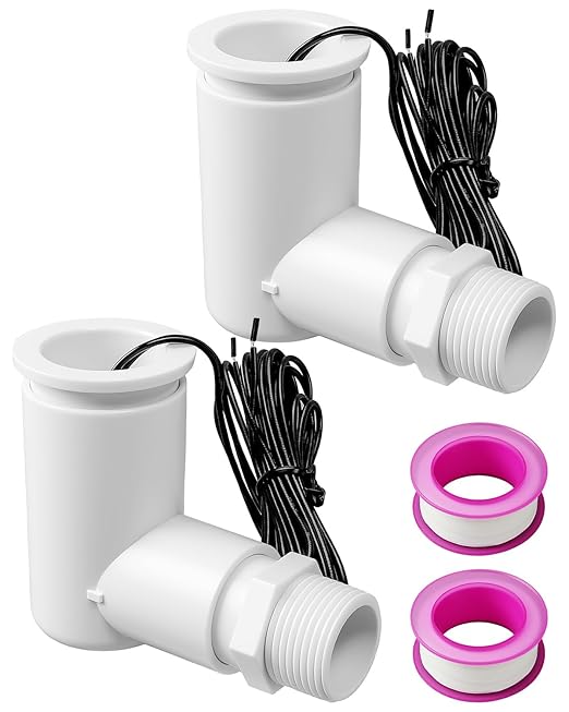 SS2 Float Switch L Shape Compatible with Safe-T-Switch, AC Float Switch for HVAC Drain Pan Condensate Outlet, AC Water Level Switch with 3/4 Inch Adapter 6Ft Wire and Tape, 2 Pack