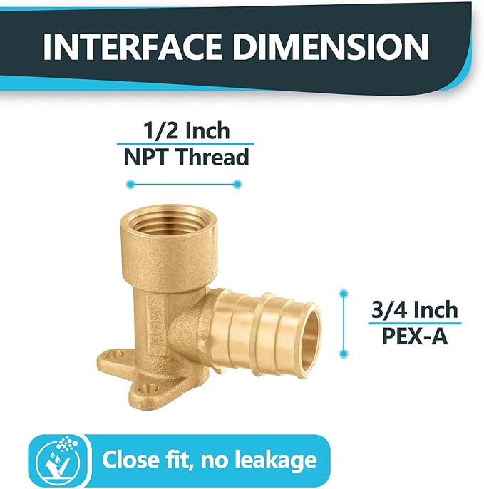 (30-Pack) Seelink PEX-A Expansion Fittings, PEX-A 3/4" x 1/2" Female NPT Drop Ear Elbow, Brass Expansion Pipe Fittings, ASTM F1960