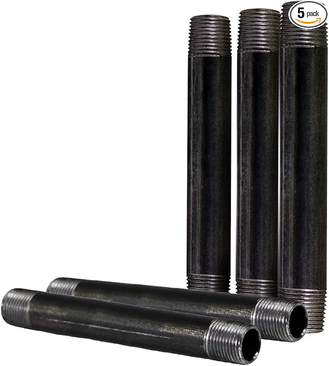 Everflow Supplies NPBL1410-5 close nipple pipe, 1/4" x 10", Black