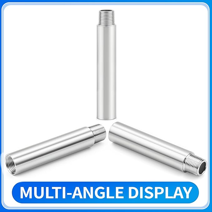 ChillWaves 304 Stainless Steel Pipe Fitting, Nipple Cast Pipe 1/2" NPT Male x 1/2" NPT Female Thread 4" Length(100MM)(2-PACK)