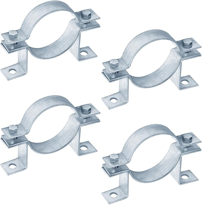 4 Pack Offset Pipe Clamps for 3" (Actual OD 3-1/2") Plumbing Pipe, Steel B-Vent Wall Mount Strap Hanger for Chimney Rigid Pipe