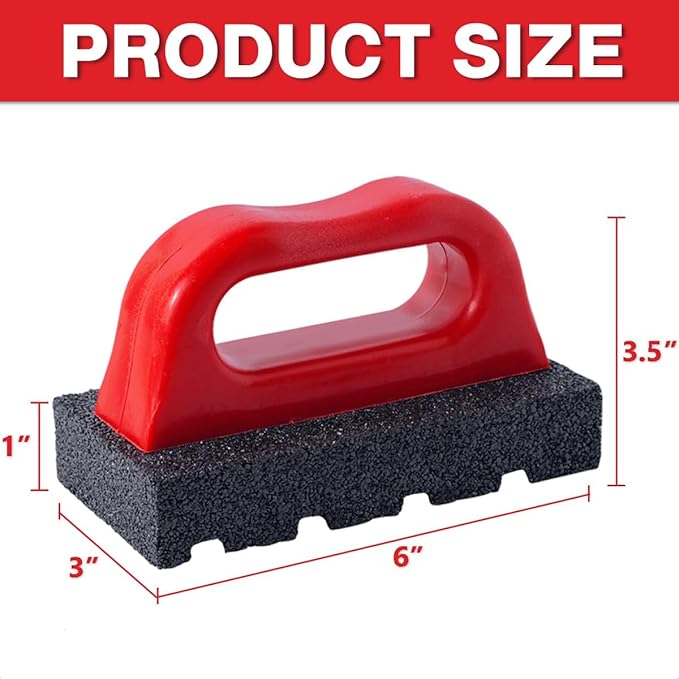 Rub Brick Tool, 20 Grit Masonry Rubbing Brick, Concrete Tools, Removing Smoothing Cleaning Marks Fluted Tool with Handle
