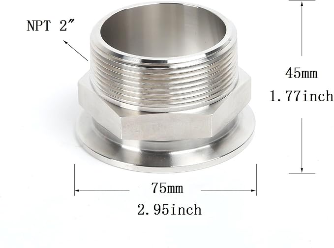 SS304 KF50 NPT Male Adaptor thread 2" NW50 KF Male coupling ISO-KF50 X NPT 2"