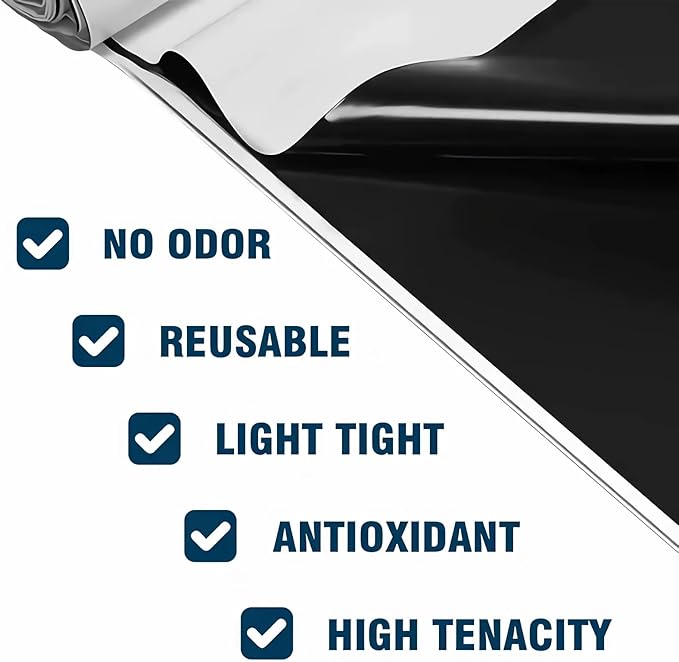 10Mil Vapor Barrier for Crawl Space, GENNIZZ 10FT x 20FT 10Mil Reinforced Plastic Sheeting, Heavy Duty Drop Cloth Moisture Barrier Underlayment (Black & White Panda Film)