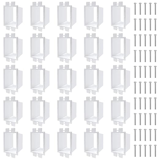25Pcs BE1-2 Electrical Outlet Box Extenders, 1-Gang Outlet Box Extender Single Gang Box Extender Electric Box Extender with 50PCS Screws