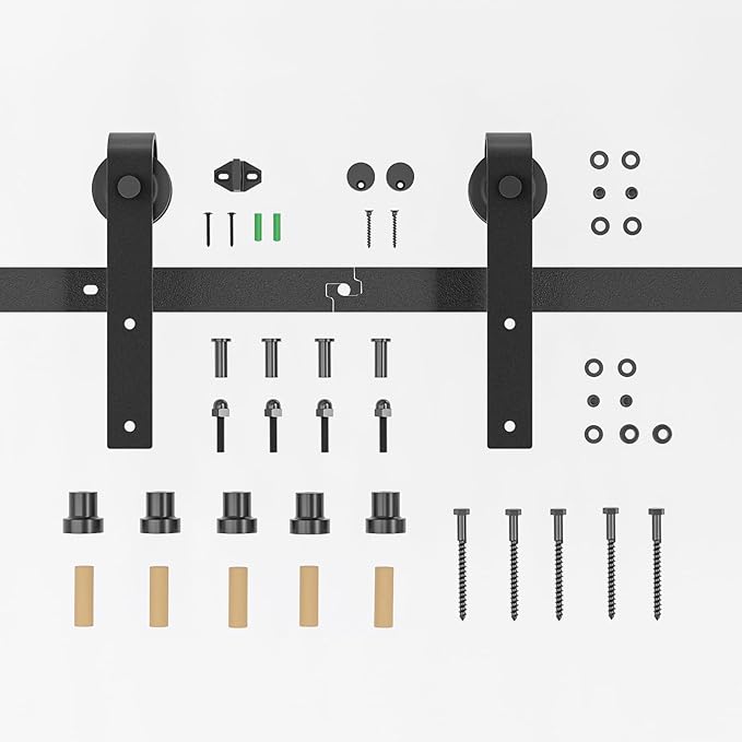 8.3FT Sliding Barn Door Hardware Kit for Single Door, Sliding Door Track, Easy to Install, Smoothly and Quietly, Fit 1.18-1.96" Thicknesses Fit 50" Wide Door(J Shape Hanger)