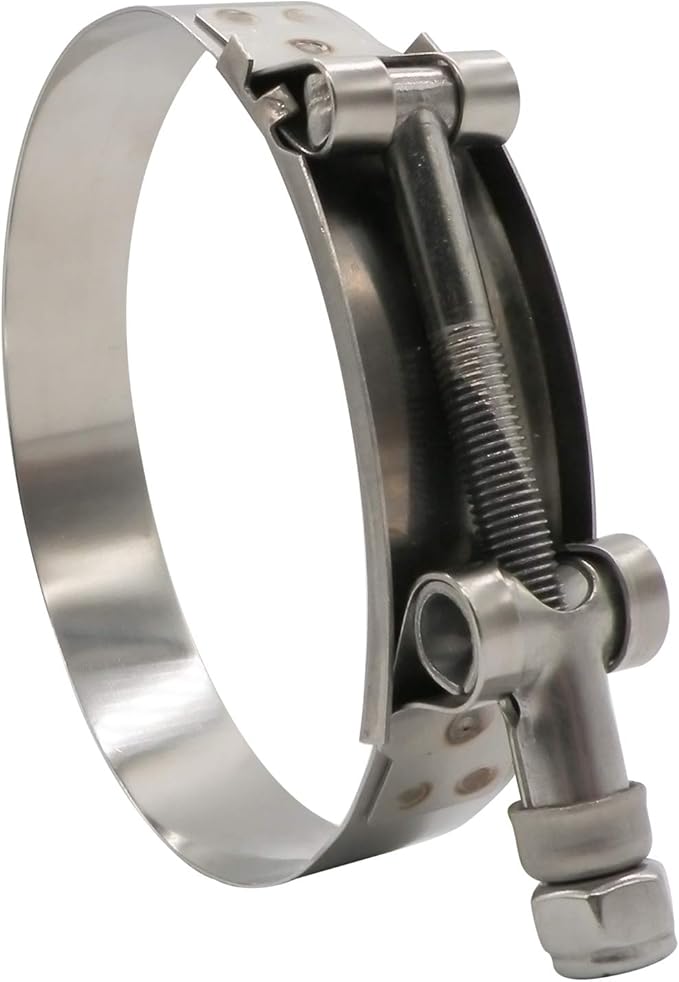ROADFORMER 97mm - 105mm T-Bolt Hose O.D. Clamp - Working Range 3.81" - 4.13" for 4 inch Hose OD, Stainless Steel Bolt, SS Band Floating Bridge and Nylon Insert Locknut (97mm - 105mm, 2 pack)