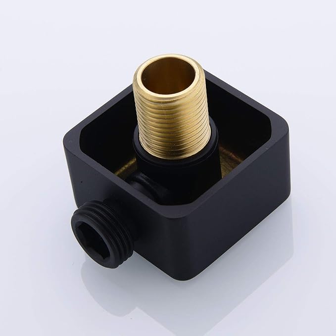 Brass Wall Supply Elbow, Nicmondo G1/2” Square Shower Hose Connector, Drop Ell Wall-mounted Union Water Outlet for Handheld Shower Handshower, Matte Black