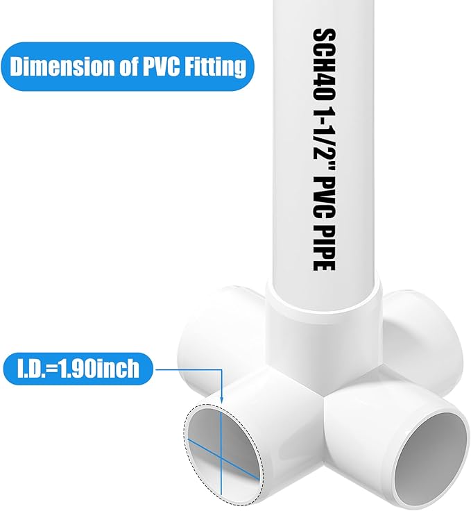 4PCS 1-1/2Inch Elbow PVC Fittings, 5-Way Heavy Duty PVC Pipe Fitting, Furniture Grade Pipe Fitting Connector Corner Fitting for Water Supplies Build Furniture Frame DIY Garden Shelf Greenhouse