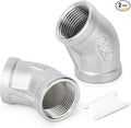 TAISHER 2PCS 304 Stainless Steel 45 Degree elbow,1-1/2" NPT Female x 1-1/2" NPT Female 304 Stainless Pipe Fitting