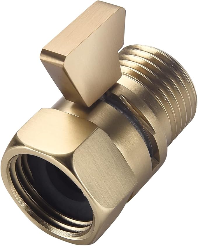 Brushed Gold Shower Head Shut Off Valve, 1/2" NPT Flow Control Valve, Brass Water Pressure Regulator