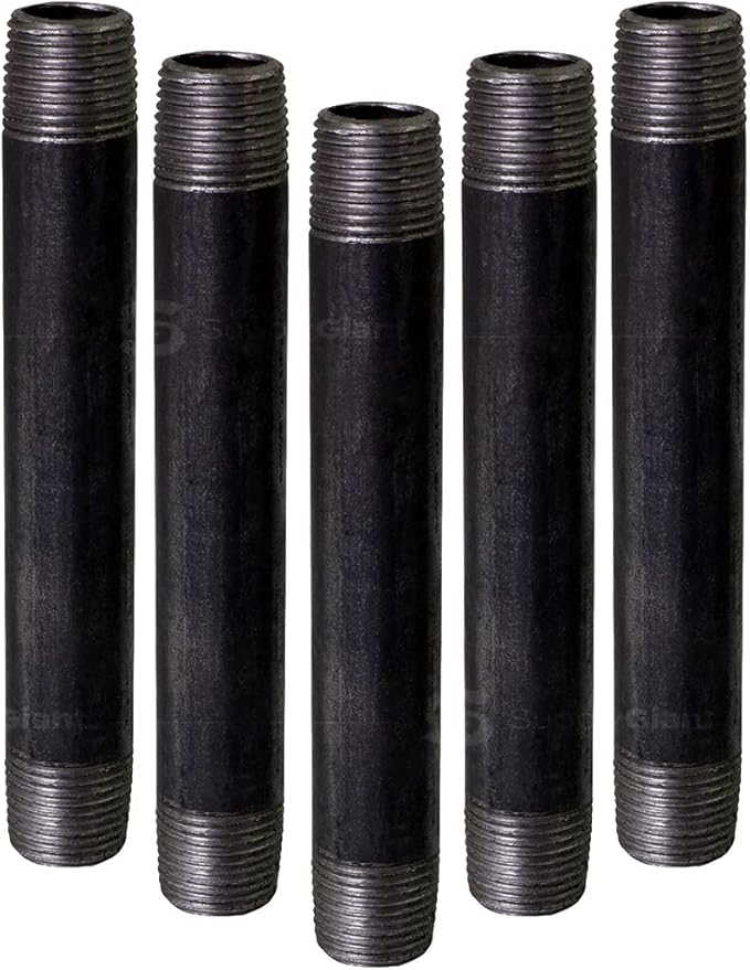Everflow Supplies NPBL1455-5 close nipple pipe, 1/4" x 5-1/2", Black
