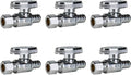 SUNGATOR 6-Pack Straight Stop Valve, 1/2" PEX x 3/8" OD Compression, Quarter Turn Chrome Plated, 1/2 inch Pex Shut Off Valves for Faucet and Toilet, UPC Certified