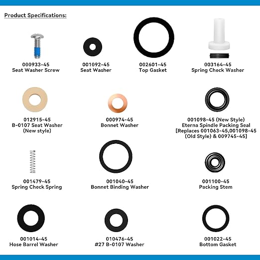 B-6RK Faucets Repair Kit for T&S Brass Standard Type Compression Cartridges & Spray Valves - 2 Pcs