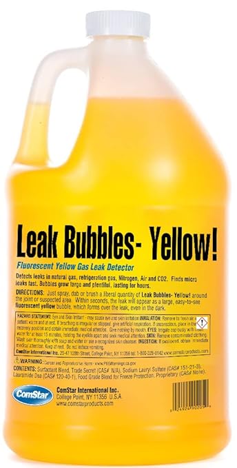ComStar Leak Bubbles Yellow HVAC & Gas Detector, Fastest-Acting Leak Detector in Today's Market - Safe, Non-Corrosive, Long-Lasting Bubbles & Detects Micro Leaks, Made in USA, 1 Gallon (90-205)