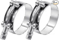 2 Pack 1.75 inch T-Bolt Hose Clamps, Stainless Steel_304 Working Range 51mm-59mm for 1.75" Hose ID, Turbo Intake Intercooler Clamp for Automotive