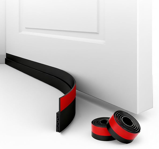 2 Pack Door Draft Stopper for Bottom of Door, 39" Silicone Weather Stripping Door Seal Strip, Self Adhesive Door Sweep Noise and Dust Blocker, Energy Saving Under Door Draft Blocker for Home & Garage