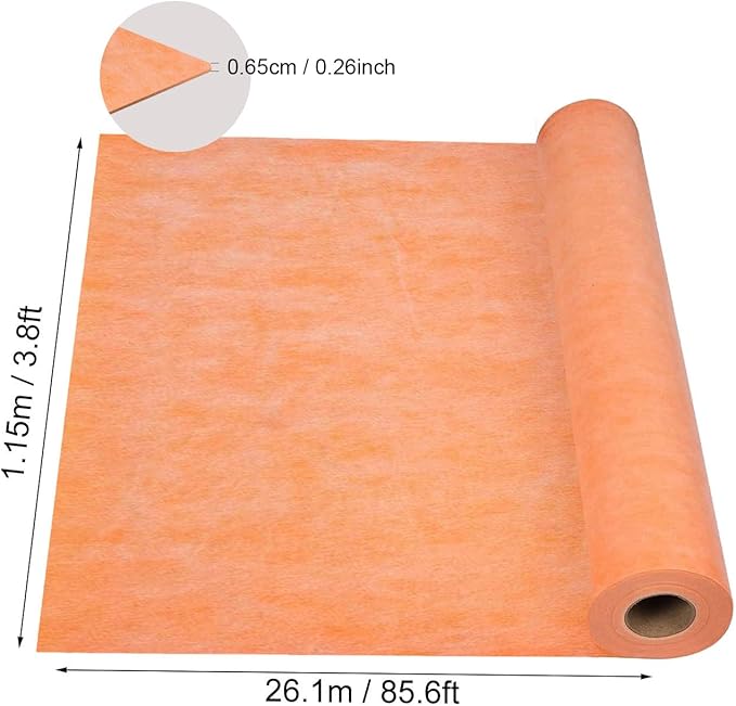 Waterproof Membrane for Shower 3.8 ft x 87 ft / 324 Square Feet Waterproofing Shower Membrane 25.6mil Thickness Waterproof for Sauna Bathroom Walls Tile Underlayment 324 sqft Polyethylene Fabric Roll