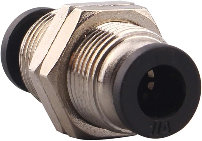Bulkhead Union Push to Connect Tube Fitting 1/4 Inch Tube OD Double Threaded (10 Packs)