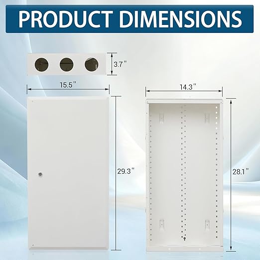 28" Media Enclosure Network Box Cable Management with Hinged Cover Lock, Made of 20# Cold-Rolled Steel Sheet, Suitable for Recessed or Surface Mounting