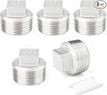 TAISHER 2PCS 304 Stainless Steel Outer Square Thread Socket Pipe Plug Fitting 1" NPT Male