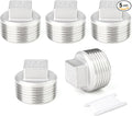 TAISHER 5PCS 304 Stainless Steel Outer Square Thread Socket Pipe Plug Fitting 1" NPT Male