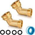 Garden Hose Elbow Connector 45 Degree Solid Brass Pipe Fittings -Eliminates Stress and Strain On RV Water Intake Hose Adapter 3/4" FHT x 3/4" MHT (45 Degree Hose Elbow)